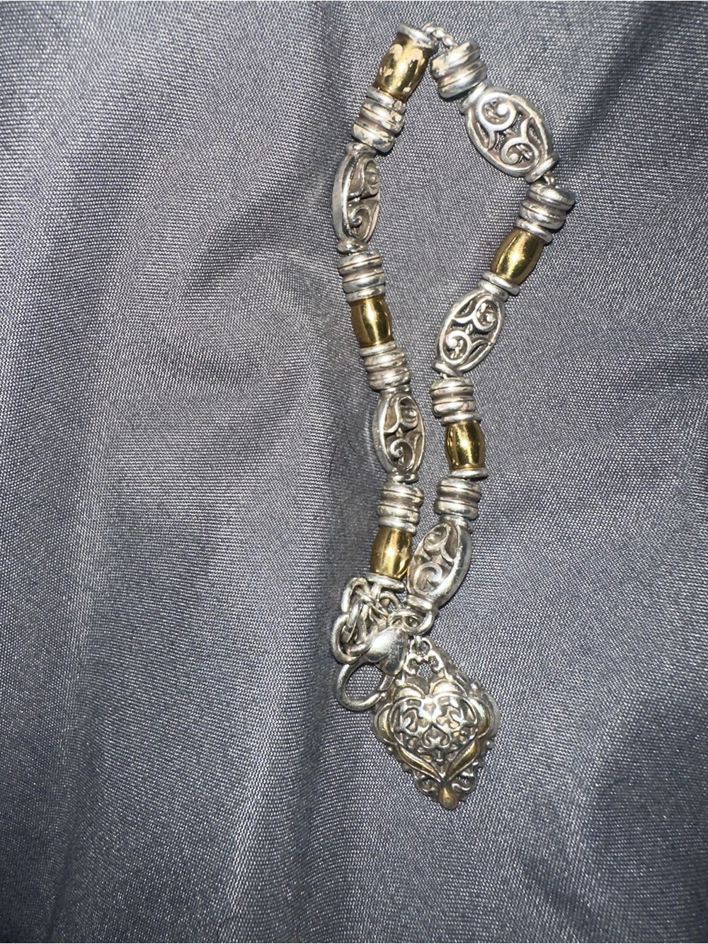 Brighton Two-Tone Silver and Gold Filigree Charm Bracelet